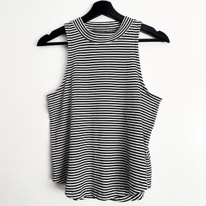 Madewell | Striped mockneck shirttail tank top in size small